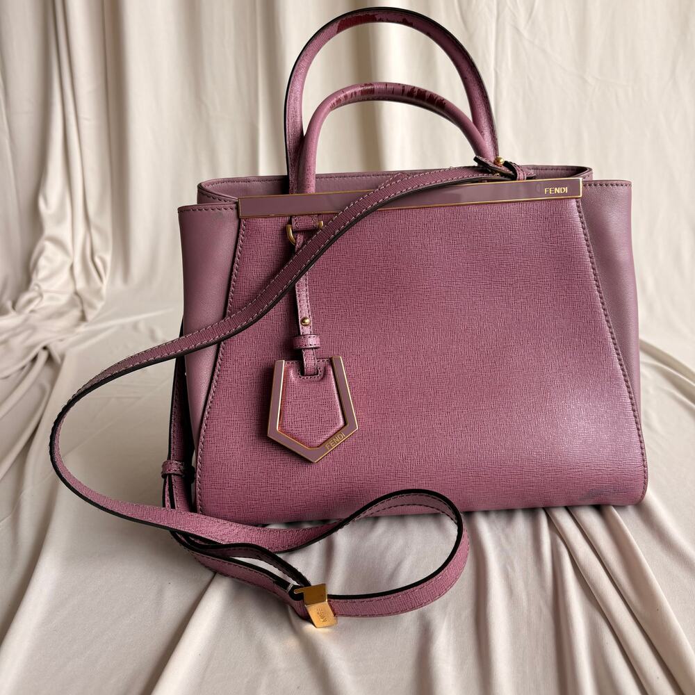 Fendi 2Jours Tote - Lilac/Old Rose Vitello Elite Leather - Picture 14 of 16